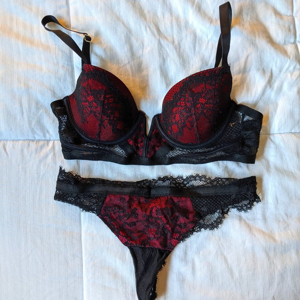 Matching Red & Black Bra & Panty Set (La Senza)